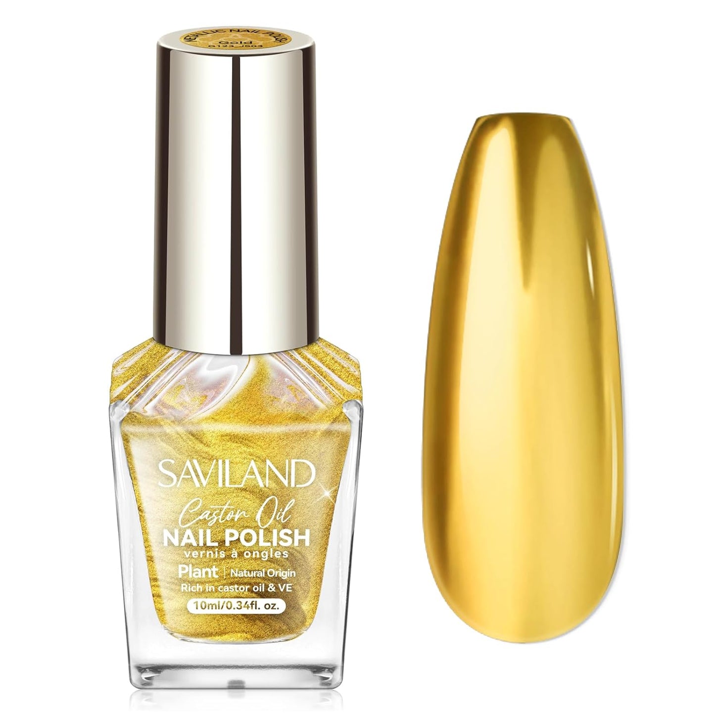 SAVILAND Gold Metallic Nail Polish: Chrome Nail Polish Air Quick Dry Nail Art Polish Bright and Shiny Fingernail Toenail Polish Bulk Nail Lacquer for Beginner DIY Manicure Art at Home Salon Women