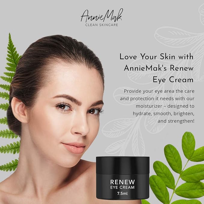 AnnieMak Renew Eye Cream for Dark Circles, Puffiness & Wrinkles Around Eyes, Under Eye Brightener, Vitamin Infused Moisturizer, Hydrating, Brightening & Smoothing Skin Care (0.25 fl oz)