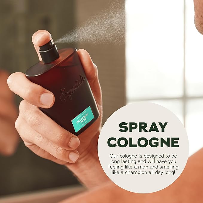 Dr. Squatch Natural Cologne for Men - Bergamot, Lavender, and Vanilla Fragrance Inspired by Coconut Castaway - Sustainably-Sourced Ingredients - Castaway Cove Cologne (1.7 fl oz)