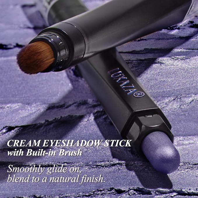 Purple Eyeshadow Stick Makeup 6PCS Set, Metallic Shimmer Matte Cream Eye Shadow Palette Brightener Pencil Crayon - BLUEBERRY