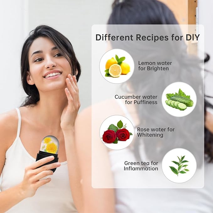 Ice Roller for Face and Eye, Ice Face Roller, Ice Roller Skin Care Tools Gifts for Women , Silicone Ice Mold for Beauty(Black)