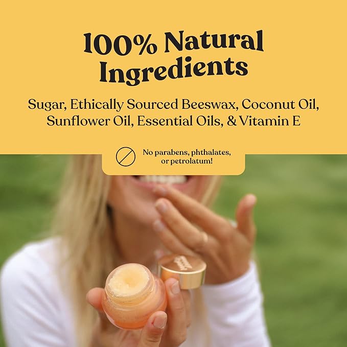 Poppy & Pout Natural Lip Scrub, Moisturizing Sugar Scrub for Dry Lips, Lip Scrubber Exfoliator with Essential Oils Smooths and Hydrates Lips, In Recyclable Glass Jars, Cruelty Free - Marshmallow Creme