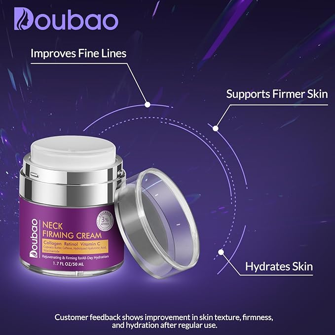 Neck Firming Cream, Wrinkle Cream for Women, Retinol Moisturizer with Collagen and Hyaluronic Acid for Neck, Face and Décolleté, 1.76 fl oz