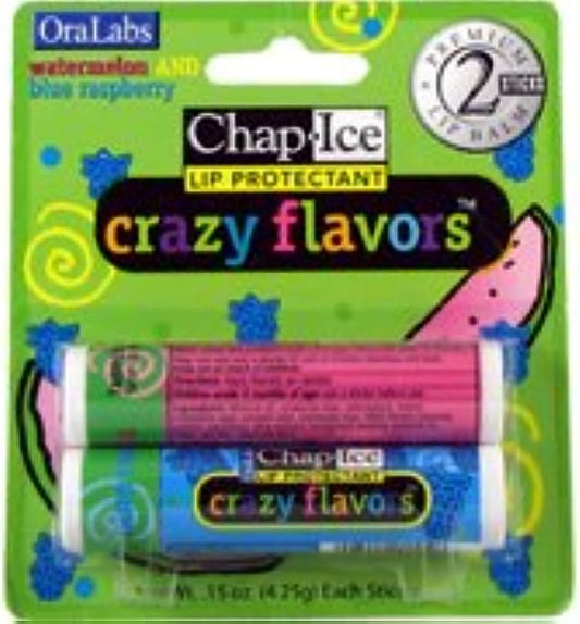 ChapIce Crazy Flavors Lip Balm Watermelon and Blue Raspberry 2 Sticks