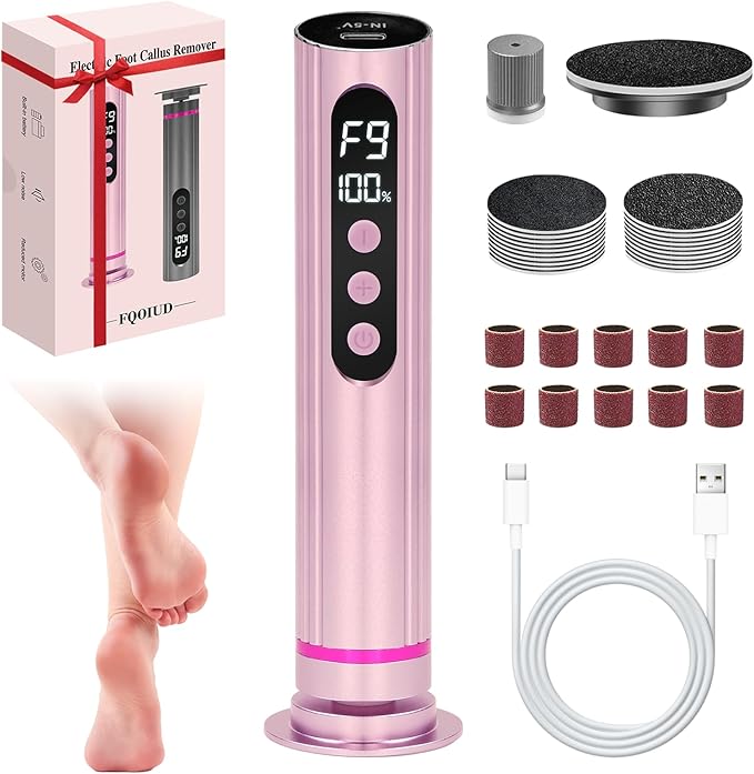 Electric Foot Callus Remover - 2 in 1 Electric Foot File,Adjustable Speed Foot File with Sandpaper Discs & Grinding Heads, 9 Speeds Callus Remover for Feet, Pedicure Tools for Valentine's Day Gift