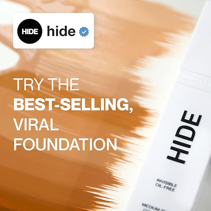 HIDE PREMIUM Liquid Foundation, Multi-Use Waterproof Foundation, Medium/Full Coverage Foundation, Shades for All Skin Types (See Shade Finder), Warm Sand, 1 fl oz