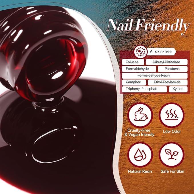Born Pretty Jelly Gel Nail Polish, Sheer Transparent Crystal Gel Nail Polish, Christmas Brown Red Orange Green Blue Fall Winter Soak off Nail Polish Manicure DIY Home Salon Christmas Gift 7ml 6colors