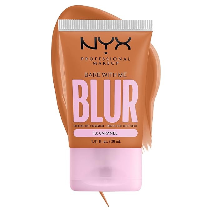 NYX PROFESSIONAL MAKEUP Bare With Me Blur Skin Tint Foundation Make Up with Matcha, Glycerin & Niacinamide - Caramel