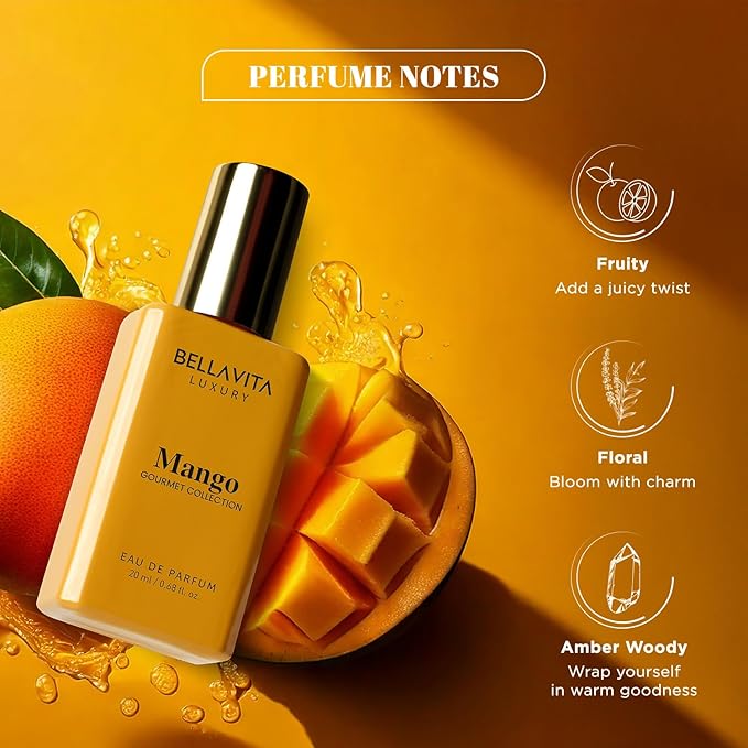 BELLAVITA Luxury Gourmand Perfume Gift Set for Men & Women | Treat Inspired Fruity Scent with Warm & Cozy Vanilla, Mango & Pistachio notes | Signature Sweet Scent | Gourmet Eau de Parfum