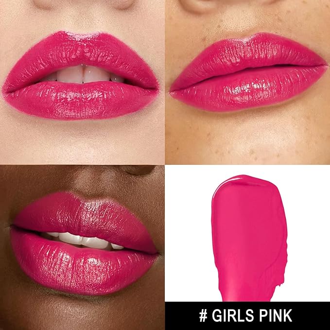 MAKI YIKA Moisture Hot Pink Lipstick for Women Hydrate Lip Balm for Dry Cracked Lips Weightless Glossy Lip Color Juicy Finish,MA056 Girl's Pink