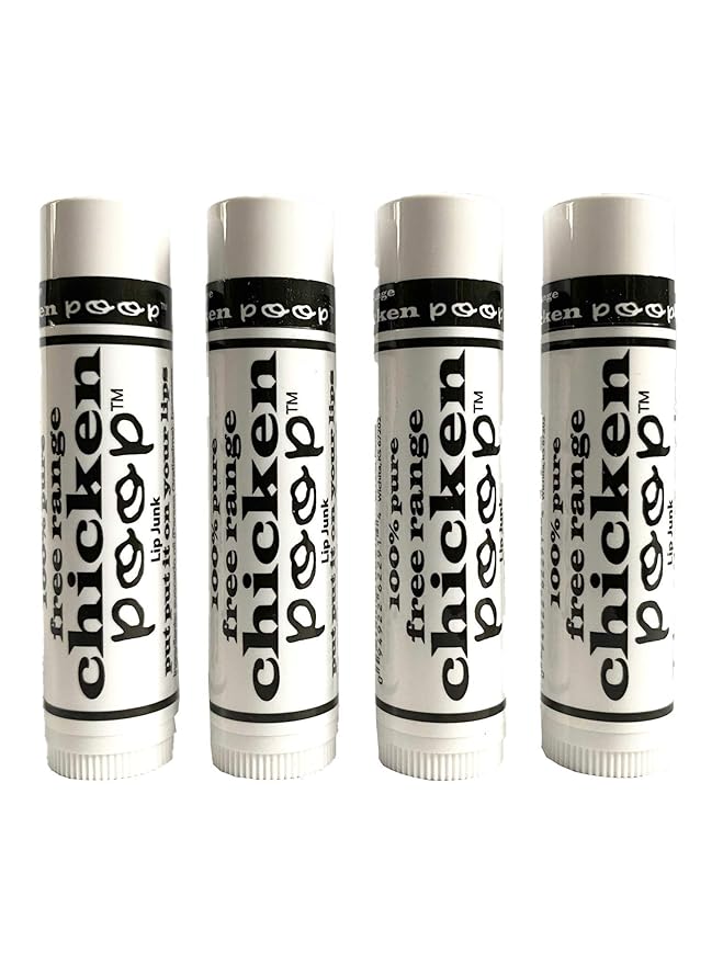 Chicken Poop Lip Balm Simone Chickenbone Original 100% Natural Moisturizer for Dry, Chapped Lips, 0.15 oz, Pack of 4
