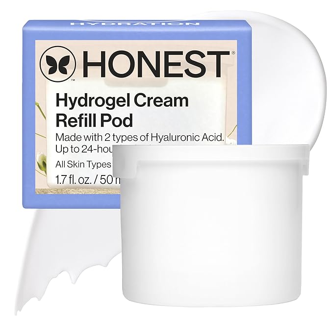 Honest Beauty Refill Pod for Full Size Hydrogel Cream | Lightweight, Moisturizing Water Cream | Gentle for Sensitive Skin, Fragrance Free, Vegan | 1.7 fl oz