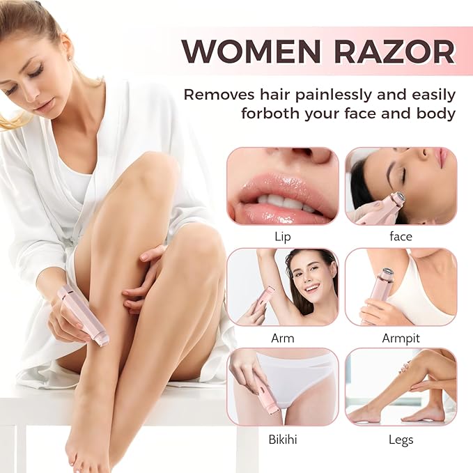 Bikini Trimmer for Women, 2 in 1 Electric Razors for Women, IPX7 Waterproof, USB Rechargeable Wet and Dry Shaver, Suitable for Hair Removal All Over The Body