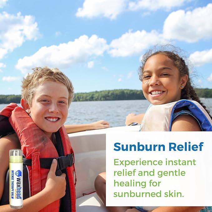 Waxhead Organic Lip Balm Vanilla - Sunburn Relief, Lip Moisturizer for Very Dry Lips, Lip Therapy, Lip Repair for Dry Cracked Lips, Healing Lip Balm for Severely Chapped Lips (4 pack)