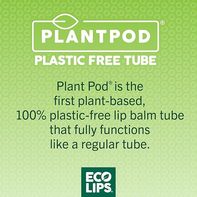 Eco Lips Vegan Superfruit Bee Free Lip Balm Includes Candelilla Wax, Organic Cocoa Butter and Coconut Oil. 100% Plastic-Free Plant Pod Packaging. 3-Pack