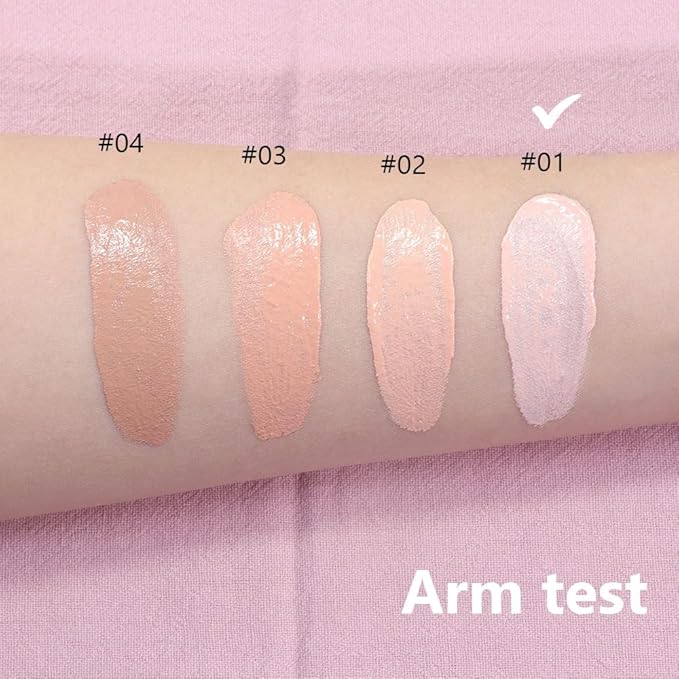 2 Pack Liquid Foundation Cream with Foundation Brush for Face Makeup,Durable Full Coverage Matte Concealer Make Up,Oil Control & Waterproof Base Primer -1 Fl.Oz (#01)