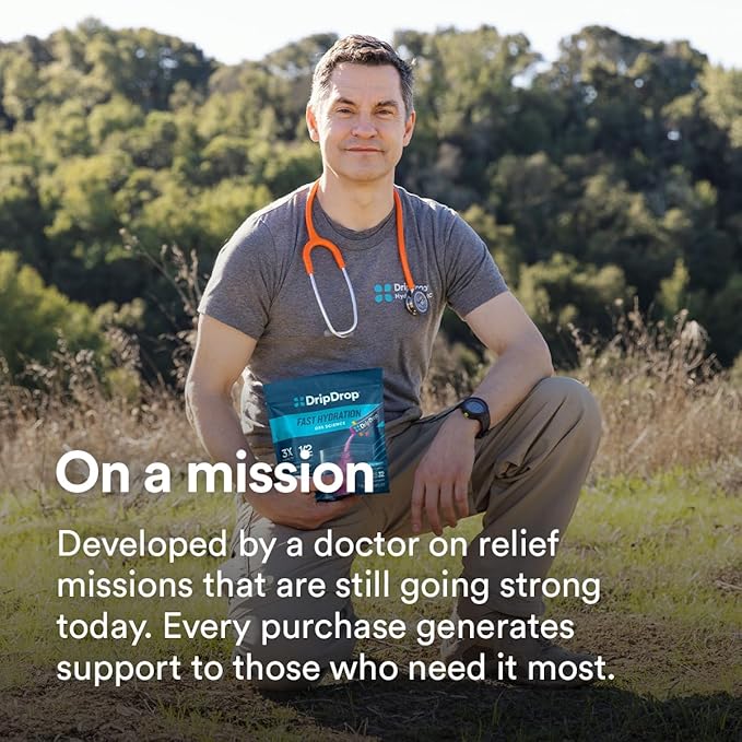 DripDrop Sugar Free Hydration Packets - Zero Peach - Single Serve Electrolytes Powder Drink Mix - Non-GMO, Gluten Free, Vegan - 32 Sticks