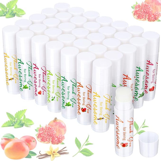 Sinmoe Lip Balm Gifts Thank You for Being Awesome Lip Moisturizer Assorted Flavors Bulk Gifts Beeswax Natural Ingredients Dry Chapped Lip Care Product for Coworkers Women Friend(35 Pack)