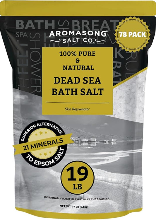 Aromasong Dead Sea Salt - Spa Bath Salt - Bulk 19 Lb Pack of 78 (1482 Lbs Total) Fine Grain - 100% Pure - Better Absorbing Than Epsom Salt - Soak for Women & Men for Skin Issues and Relaxation