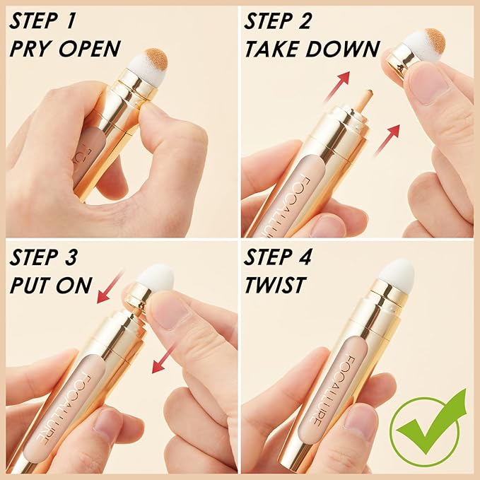 FOCALLURE FIX CORRECTOR Concealer Stick, Full Coverage Concealer Makeup, Color Corrector for Dark Circles, Including Replaceable Applicator, YL01 CREME