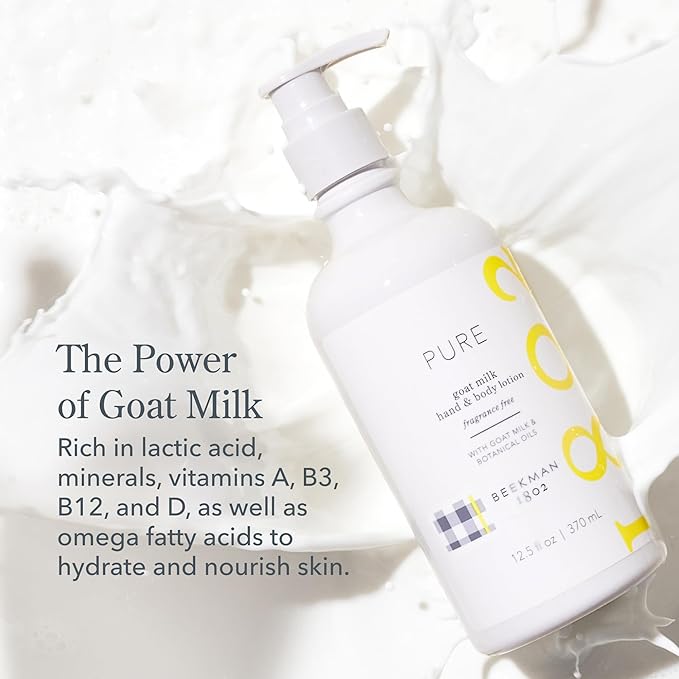 Beekman 1802 Goat Milk Lotion - Hydrates, & Softens Dry Skin, Body and Hand Lotion - With Shea Butter & Jojoba Oil - Lightweight, Non-Greasy, Cruelty-Free