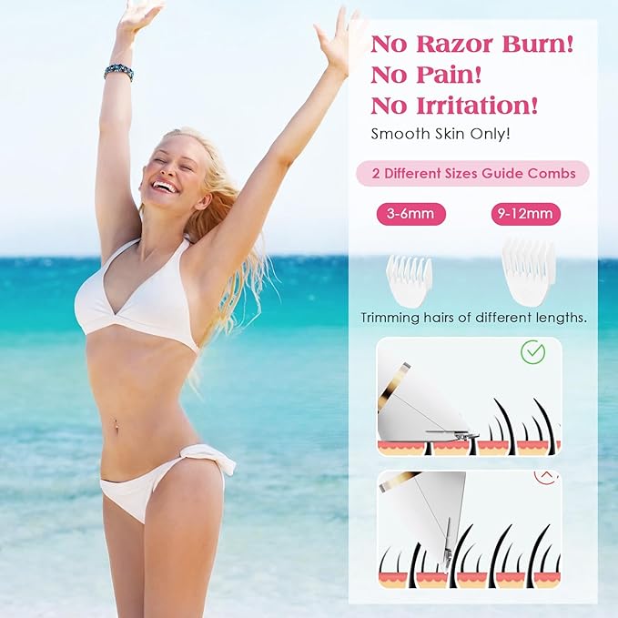 Bikini Trimmer for Women - 5 in 1 Electric Razors for Ladys Pubic Facial Nose Body Leg Hair Removal, Waterproof Electric Shaver for Women Private Area Sensitive Skin, Personal Hair Trimmer