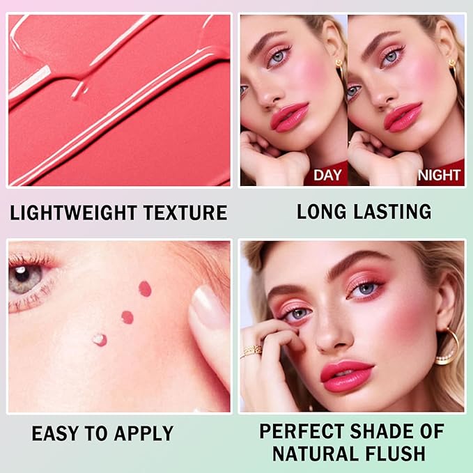CAHIUYOA Pink Liquid Blush Oil Clear Liquid Blush for Cheeks Tinted Blush Stick Moisturizing Smooth Liquid Face Blush Makeup Gifts for Women