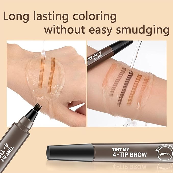 2025 Upgraded Magic Eyebrow Pencil for Women, Long-Lasting Ultra-Fine Tip Waterproof Eye Brow Pencils with 4 Fork, Smudge-Proof Natural Brow Makeup for Women - Gray Brown