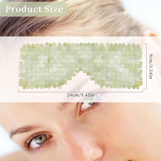 Jade Eye Mask, Eye Mask for Relaxation, Reusable Jade Eye Mask Hot or Cold Using Jade Mask Eyes Sleeping Mask for Alleviate Puffiness Face Massage Relax Eyes Meditation Beauty