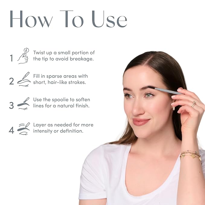 Easy Everyday™ Brow Pencil - Best Eyebrow Pencil for Women, Smudge Proof Hair-Like Strokes, 1.2mm Precision Tip with Spoolie, Vegan (Taupe)