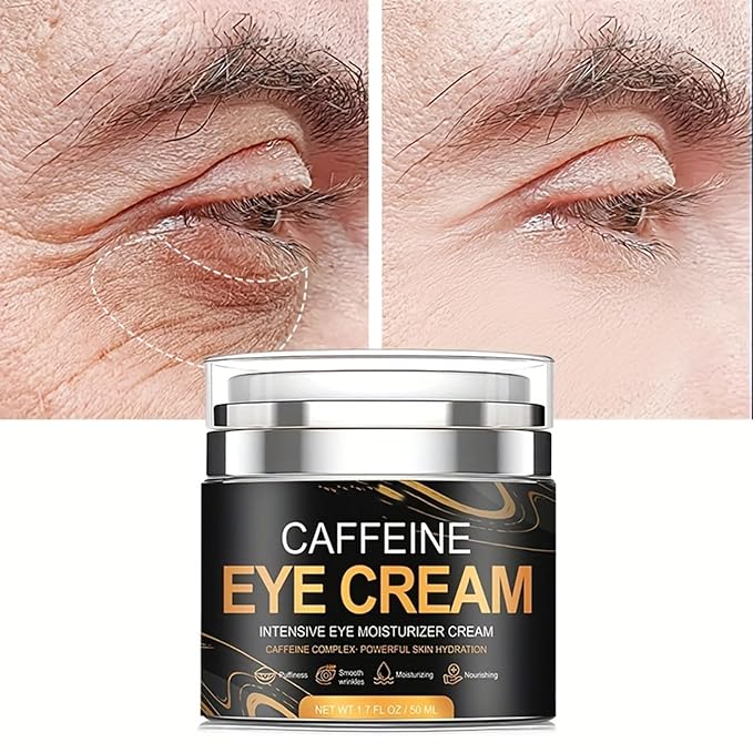 Caffeine Eye Cream for Men Anti Aging, Reduces Dark Circles, Bags, Puffiness Under Eye Cream Face Tightening Eye Lift For All Skin Types 1.7oz