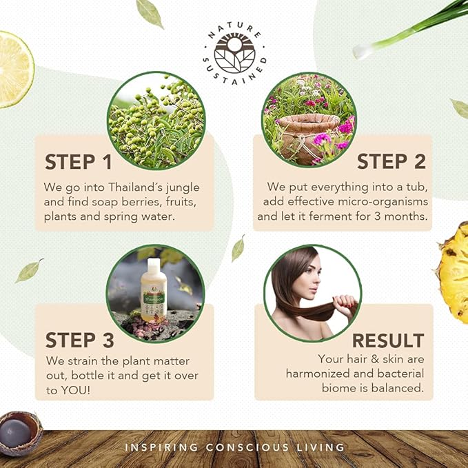 Organic Shampoo - Raw & Wildcrafted with Probiotics, Hypoallergenic Natural & Sulfate Free Shampoo for Sensitive Scalp, Dry Hair, Dandruff, Eczema & Psoriasis, 9oz, Lemongrass