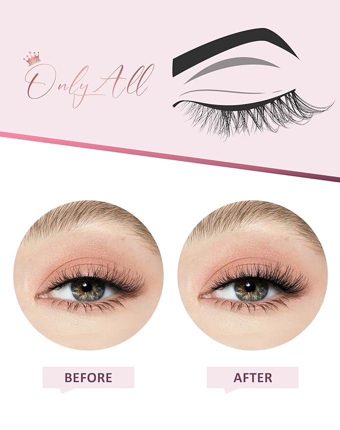 Onlyall Half Eyelashes Corner Lashes Natural Lashes Half Lashes Wispy End Lashes Corner Eyelashes 3/4 Lashes 7 Pairs C19