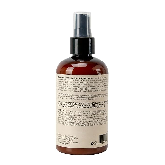 Leave-In Conditioner, 8.5 fl. Oz/250ml - Seaweed, Kelp & Algae Enriched Detangle & Shine Hair Treatment -Ideal For Frizzy and All Hair Type , Protects Scalp