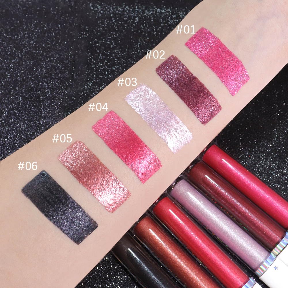 evpct 1Pcs Light Purple Glitter Metallic Lip Gloss Stain Lipstick for Women Long Lasting Waterproof 24, Light Voilet Purple Frosted Metallic Shimmer Chrome iridescent Liquid Lipstick Lip Gloss Makeup