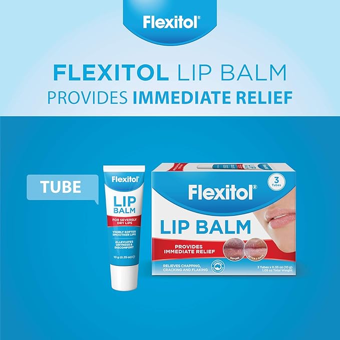 Flexitol Lip Balm, 0.35 Ounce Tube, Cream White, 3 Count (Pack of 1)