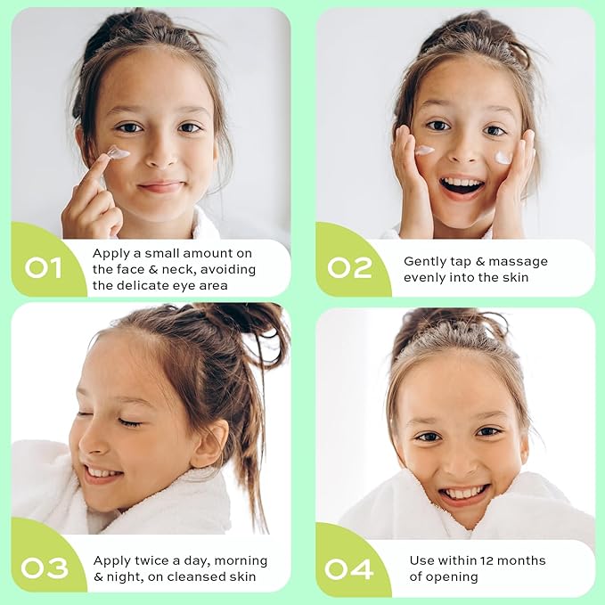 Face Moisturizer with Hyaluronic Acid Face Cream for Kids - Facial Cream & Gentle Moisturizer with Strawberry Extract & Vitamin E - Daily Facial Cream Moisturizer for Dry & Sensitive Skin 50ml