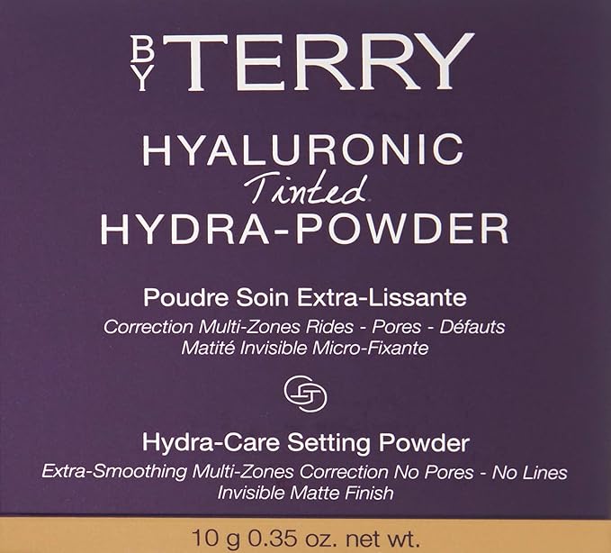 By Terry Hyaluronic Tinted Hydra-Powder, Non-Drying Loose Face Setting Powder, Blur Imperfections & Mattify, Medium Fair, 0.35 oz