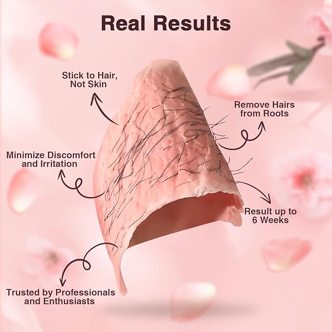 Hard Wax for Hair Removal, Rose Pink Wax Beads for Sensitive Skin and Brazilian Waxing, 10.5 Ounce/bag with 10pcs Wax Sticks