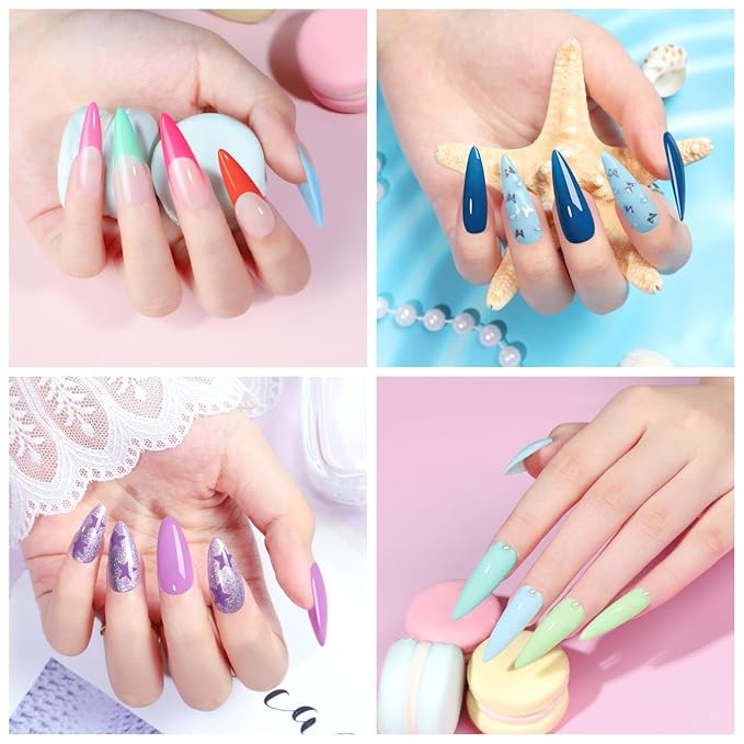 COSCELIA 57pcs Gel Nail Polish Kit with U V light Starter Kit 40 Colors Summer Gel Polish Set 5pcs Top and Base Coat Glossy Matte Glitter Beautiful Nail Stickers Gel Manicure Kit DIY Gifts for Women