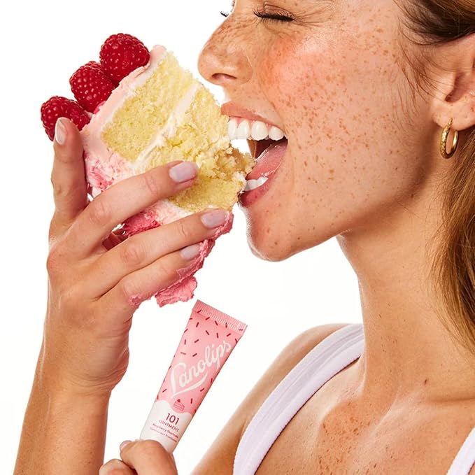 Lanolips 101 Delicious Rasberry Shortcake - Lip Balm with Vitamin E Oil and Lanolin for Lip Hydration - Naturally Flavored Lanolin Lip Balm for Very Dry Lips - Dermatologist Tested (.35 Oz)