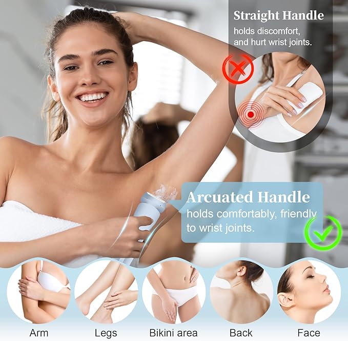 Electric Shaver Razors for Women 2-IN-1 Electric Razor for Womens Legs Underarm Face Pubic Hairs,Wet Dry Use Rechargeable Bikini Trimmer Hair Removal with Detachable Head,Painless IPX7 Waterproof Blue