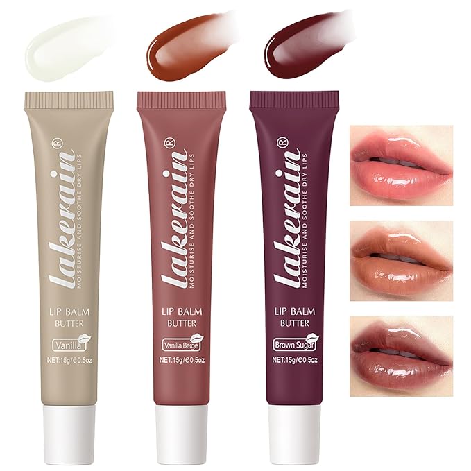 Lip Butter Balm, Day/Night Hydrating Lip Mask, Moisturizing Lip Balm Butter, Ultra-Nourishing Lip Care Moisturizer, Lip Butter Gloss Shine Lip Glow Oil Makeup#1#2#3