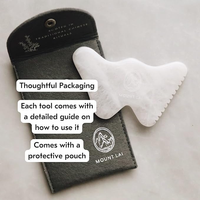 Mount Lai Vitality Qi White Jade Gua Sha Facial Tool – The Imperial Stone of Purity – Patented 5-Sided Professional Sculpting Tool for Lymphatic Drainage, Precision Contouring & Imperial Radiance