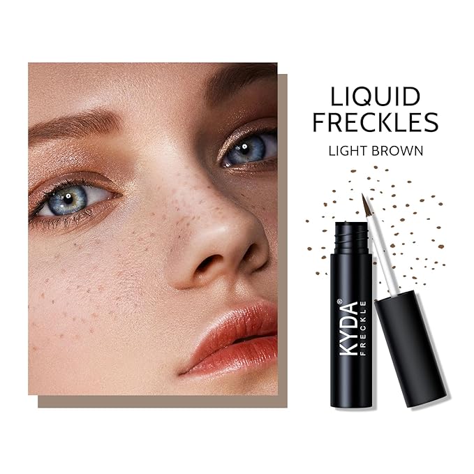 KYDA 2 Colors Liquid Freckle, Natural Freckle Makeup Pen, Longlasting Face Freckle Liquid Makeup, Soft Dot Sopt Pen Magic Freckle Color-Light Brown&Dark Brown