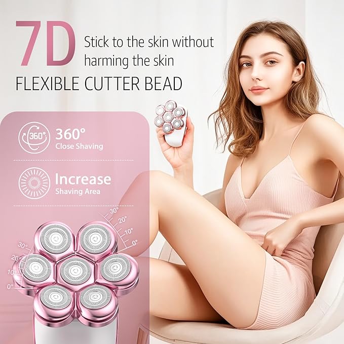 Electric Razors for Women Legs: Rechargeable Body Shaver - Waterproof Wet Dry Hair Remover - Trimmer for Lady Face Underarms Pubic