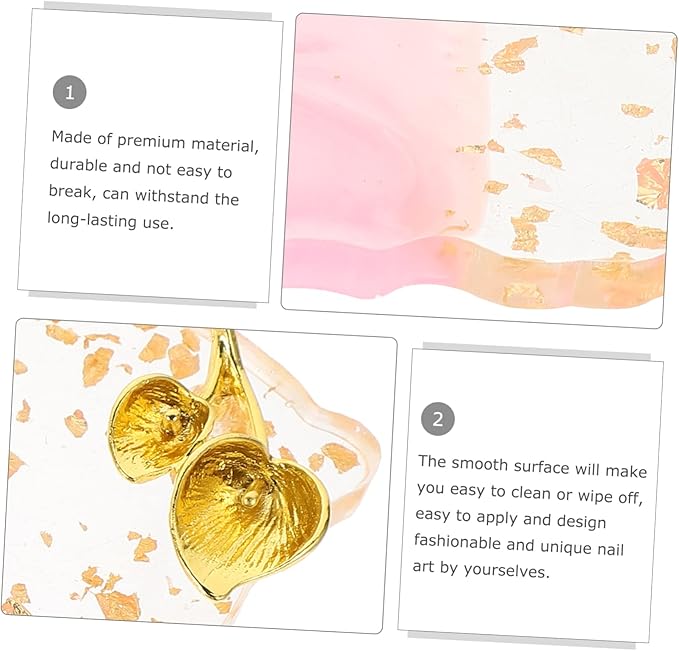 FOMIYES 2pcs Nail Palette Nail Art Gel Nail Art Palette Nail Tool Manicure Display Board Nail Polish Display Board Nail Color Palette Copper Plating Pink Makeup Mixing Plate Nail Art Plate