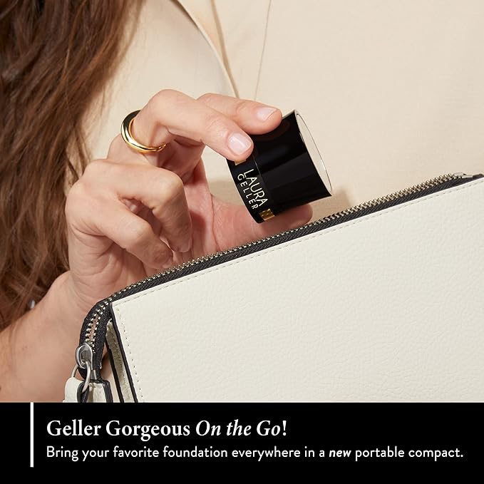 LAURA GELLER NEW YORK Award-Winning Baked Balance-n-Brighten To Go Color Correcting Powder Foundation - Medium - Buildable Light to Medium Coverage - Demi-Matte Natural Finish