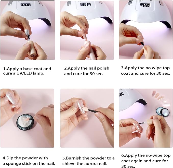 Allstarry Chrome Nail Powder 4 Colors Iridescent Aurora Powder Metallic Mirror Effect Pigment Pearlescent Purple Mermaid Unicorn Glitter for Nail Art Manicure Decoration Home DIY Salon