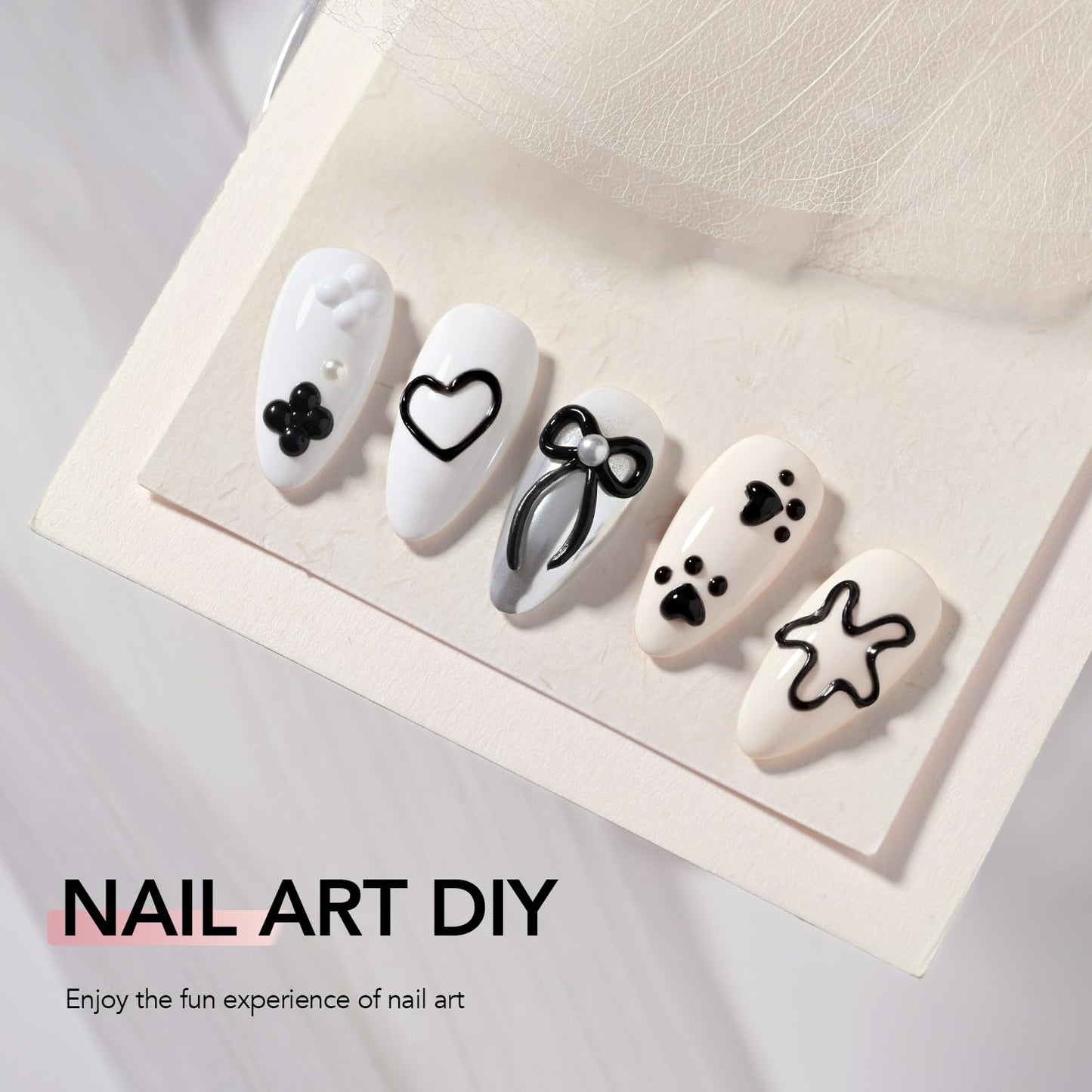 GAOY Black 3D Nail Gel, 15g Sculpting Gel for 3D Nail Art Designs Carving, Molding, Painting, No Wipe Gel for Gems & Charms Decoration, Salon DIY Use